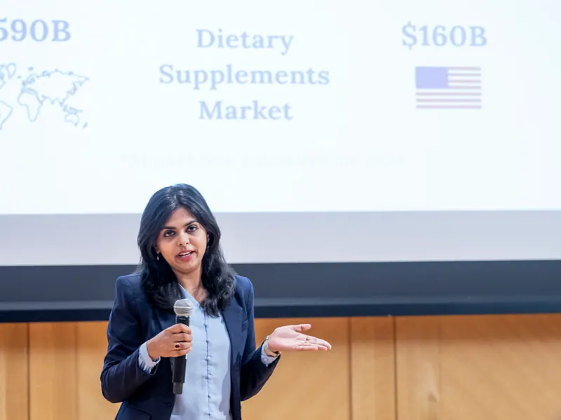 Tazeen presenting the dietary supplements market opportunity